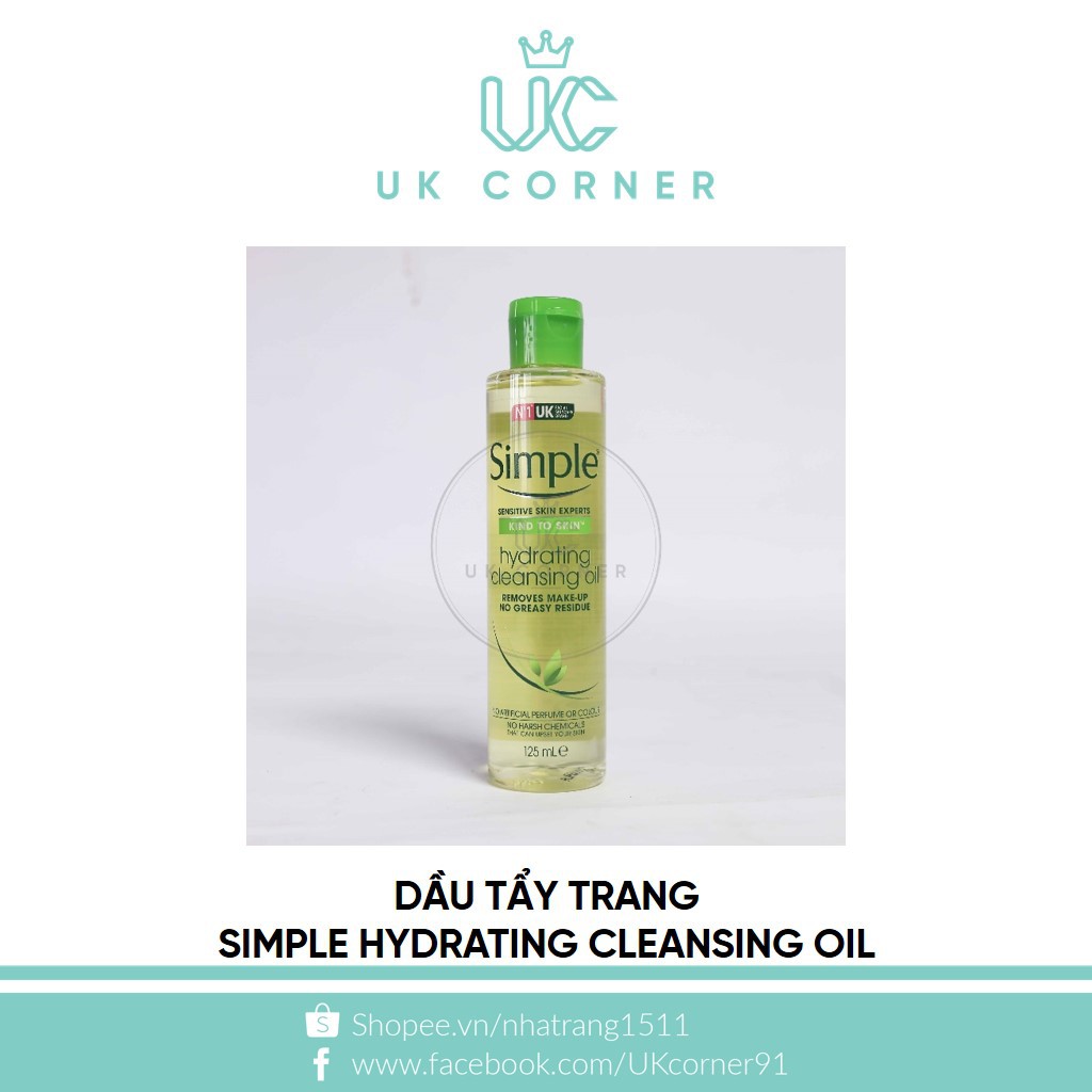 Dầu tẩy trang Simple Kind To Skin Hydrating Cleansing Oil 125ml