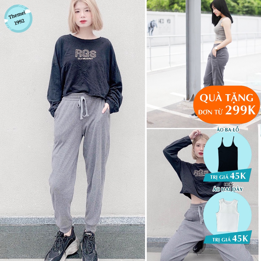 Quần jogger nữ THE MEI 1992 -  jogger nữ len tăm dáng ôm chất dày dặn cực ấm day rút siêu xinh 2021