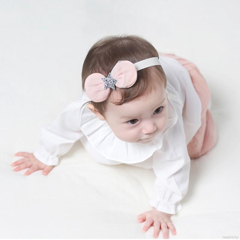 Băng đô cài tóc thắt nơ phối ngôi sao đính sequin dễ thương cho bé gái