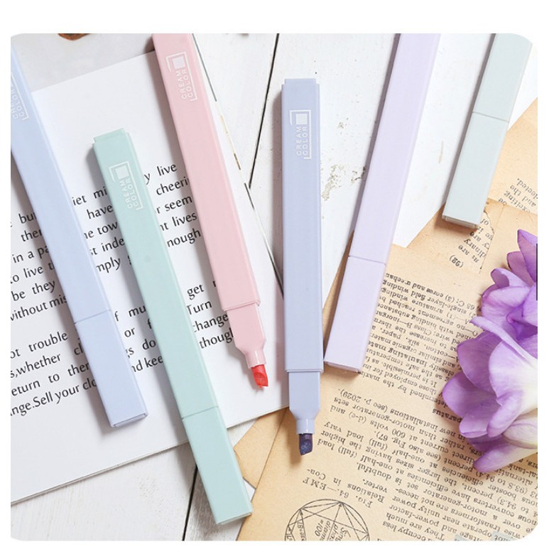 Bút highlight pastel 2 đầu, bút đánh dấu nhớ dòng morandi trang trí sổ văn phòng phẩm