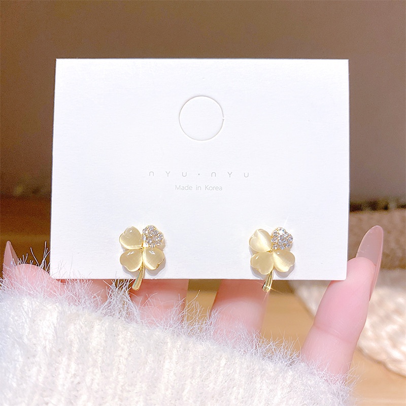 Bông Tai Mạ Bạc 925 Hình Cánh Hoa Siêu Nữ Tính Phong Cách Hàn Quốc Mới