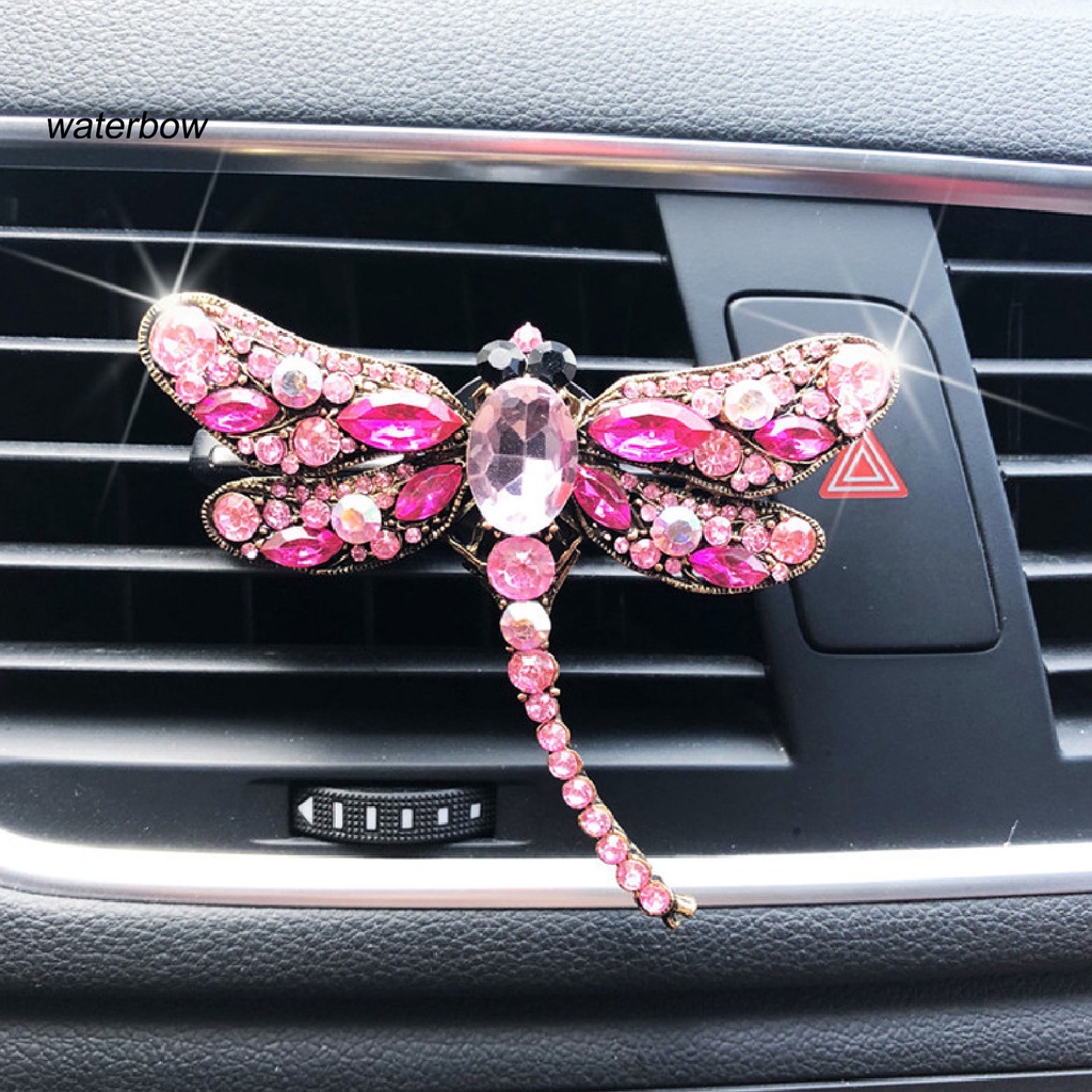 wwo Car Perfume Clip Dragonfly Shape Shiny Rhinestone Auto Air Outlet Freshener Perfume Clip for Car
