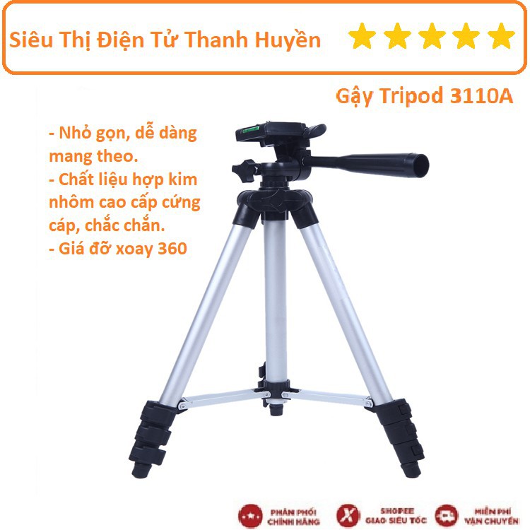 Mua ngay [Freeship toàn quốc từ 50k] Gậy Tripod 3110A - Chân Đỡ Máy Ảnh Du Lịch - Có Kẹp Điện Thoại [Freeship 10k]