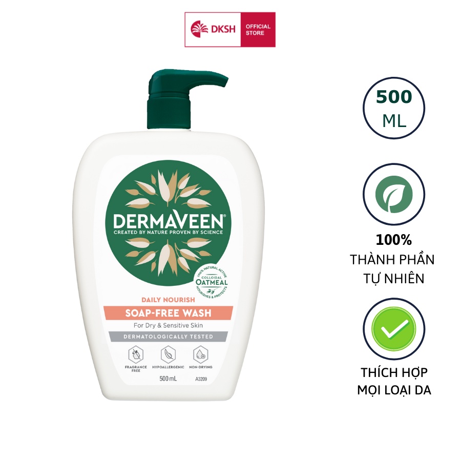 Sữa tắm không xà phòng DERMAVEEN  Soap- Free  Wash 500mL