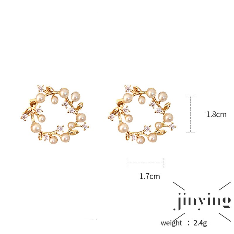 GETNOIVAS Khuyên tai phụ kiện kiểu tròn đính ngọc trai giả và đá nhân tạo hợp thời trang