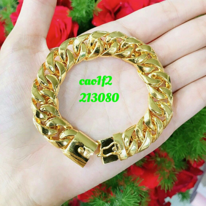 Lắc tay hợp kim cho nam và nữ xi màu vàng như thật silver kim tuyen mẫu khoen lật đẹp rẻ