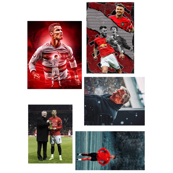 Bộ 30 Sticker hình dán SIR ALEX, RONALDO, BECKHAM, MANCHESTER UNITED, hình dán pvc chống nước