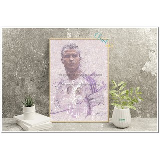 Tranh treo tường 🎨 Free Ship 🎨 Tranh vẽ số hóa bằng bút bi [ 4 màu ] chân dung cầu thủ Ronaldo