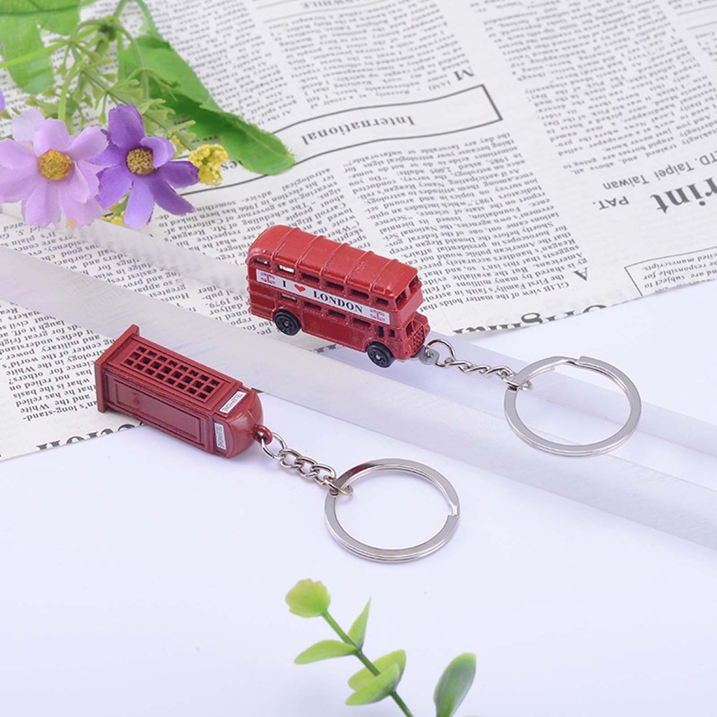 LILYES Móc Khóa Hình Xe Buýt London Màu Đỏ Và Xanh Dương Thời Trang