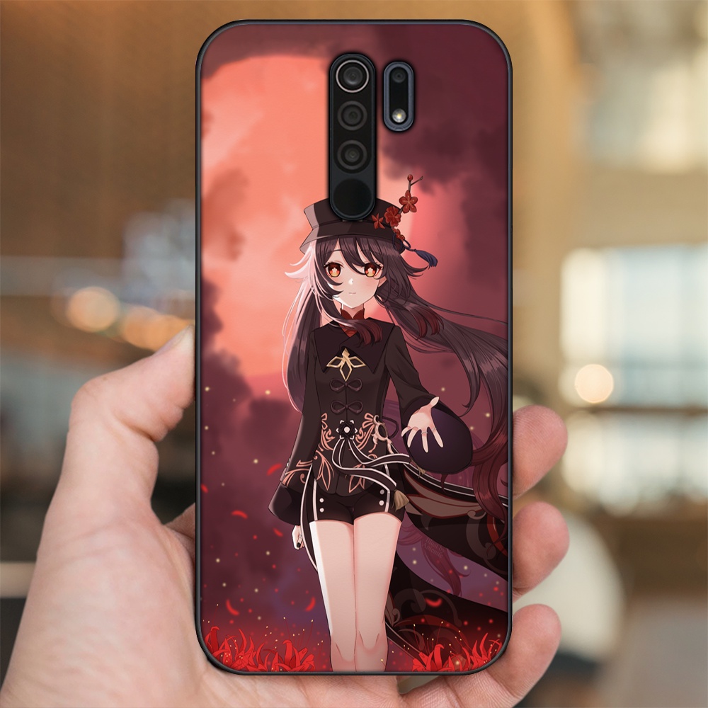 Ốp lưng Xiaomi Redmi 9 viền đen in hình Hutao Genshin Impact