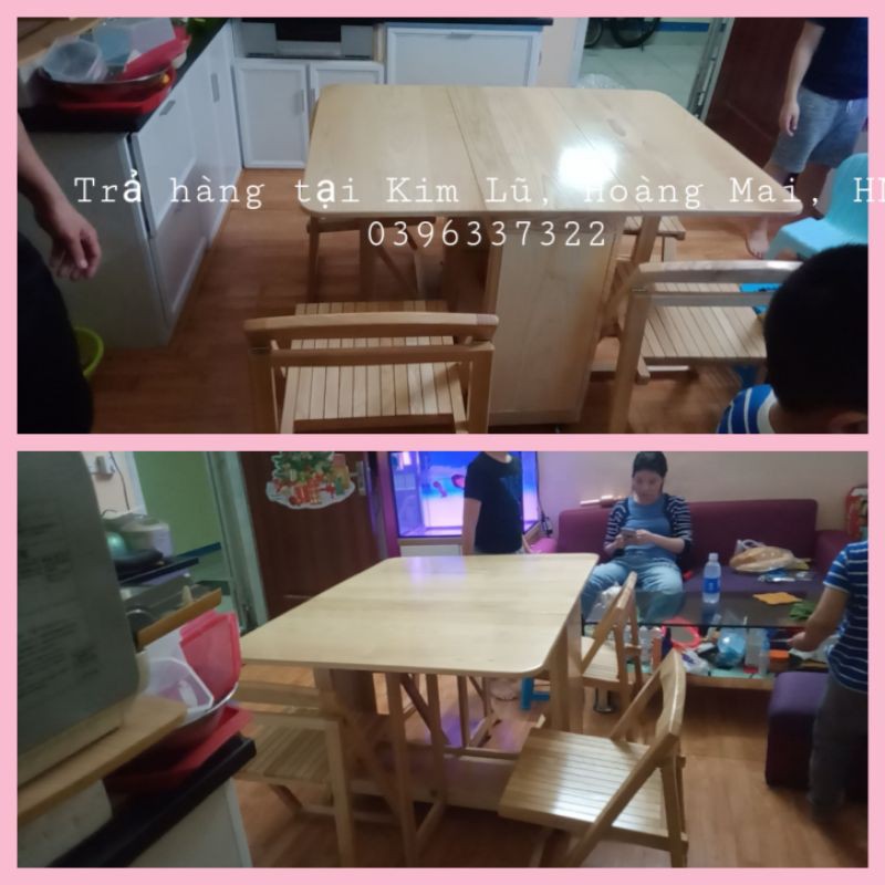 Bộ bàn ăn thông minh 4 ghế Gỗ Sồi Nga 100% ko pha gỗ tạp | BigBuy360 - bigbuy360.vn