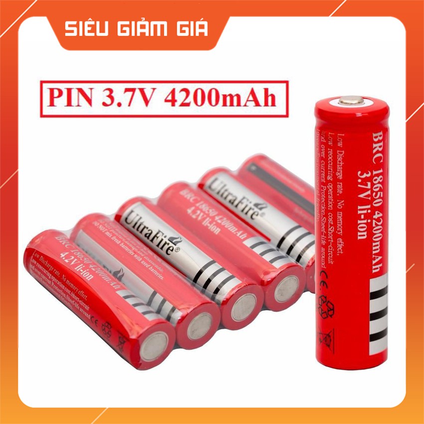 Pin Cell, Pin Sạc 18650 Ultrafire Đỏ 3.7V SIÊU BỀN dung lượng chuẩn dùng cho quạt MINI đèn pin tông đơ cắt tóc,...