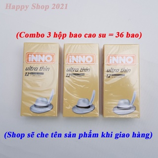 Combo 3 hộp bao cao su INNO Ultrathin hộp 12 - bao cao su siêu mỏng