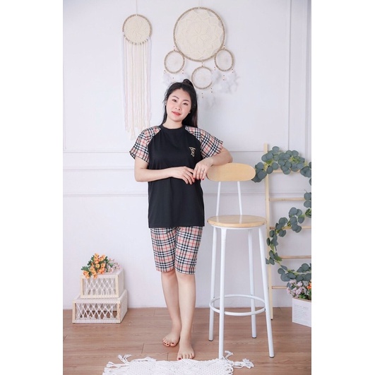 Đồ Bộ Bầu❤️Đồ Bộ Sau Sinh Tiện Lợi Thời Trang - Mẫu Đùi kẻ pha - Chất Cotton Đẹp