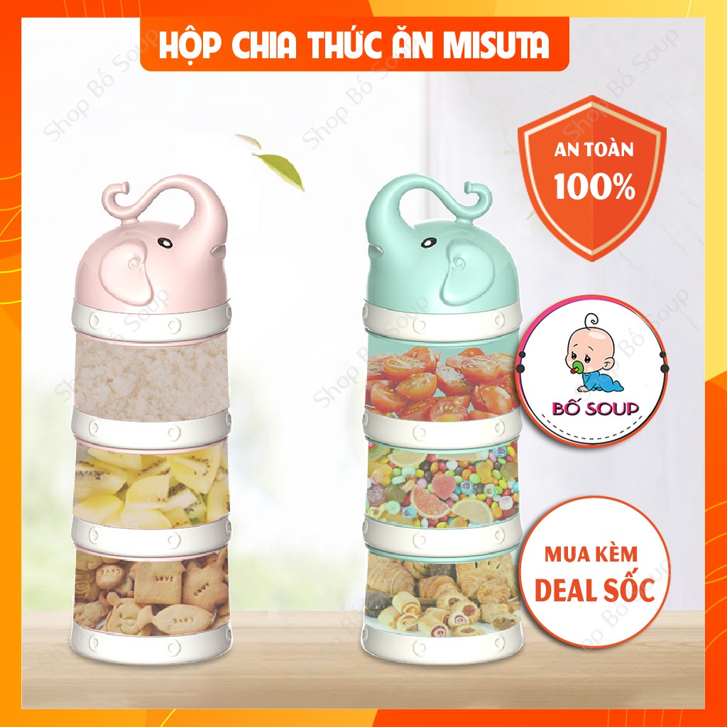 Hộp chia sữa cho bé, hộp chia thức ăn Misuta gồm 3 ngăn chất liệu cao cấp Shop Bố Soup