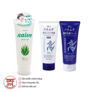 (Mẫu MỚI) Sữa rửa mặt Nhật Naive & Hatomugi chiết xuất ý dĩ dưỡng ẩm, làm sáng, ngừa mụn 150g.