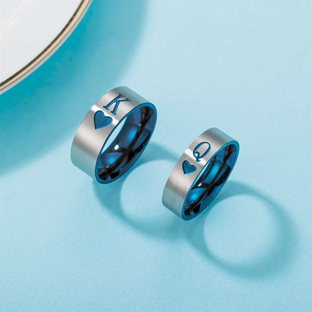 Nhẫn Thép Titan Khắc Chữ KING/QUEEN qf073