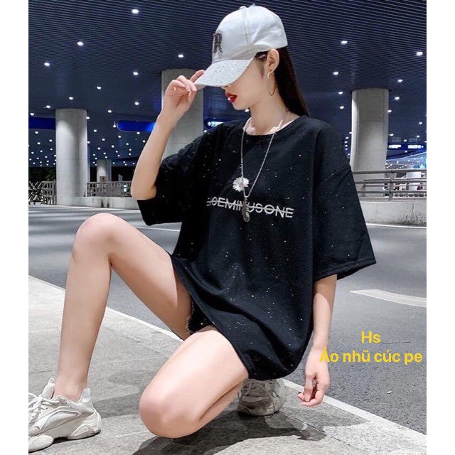 Unisex Áo Thun Nam Nữ Đẹp Oversize Cộc tay Nhũ Kim Tuyến Hoa Cúc Hot Trend-HươngSu