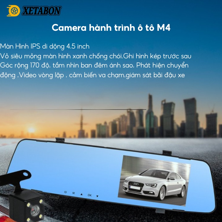 Camera Hành Trình ô tô gương chiếu hậu M4 XETABON Full Hd 1080P - Lắp đặt dễ dàng. Bảo hành 1 đổi 1 trong 12 tháng | BigBuy360 - bigbuy360.vn