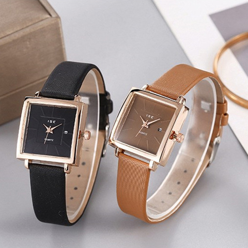 New Style Net Red Ladies Watch Korean Temperament Square Female Watch Calendar Simple Non-scale Belt Quartz Watch