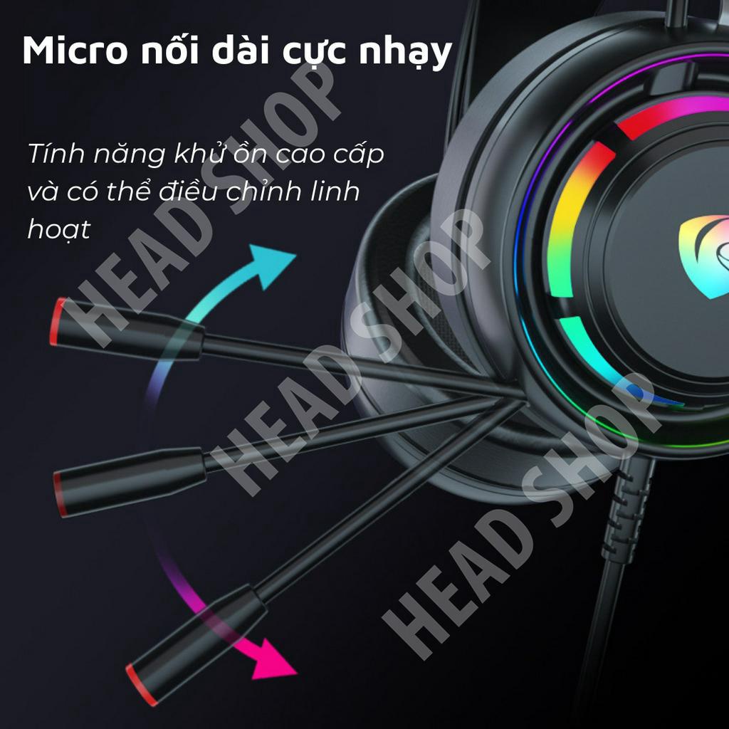 Tai nghe Gaming chụp tai có mic đèn led RGB cho máy tính PC Laptop Điện thoại âm thanh vòm PSH HeadShop