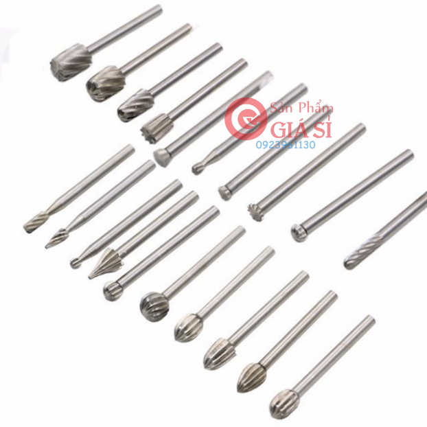 Bộ 20 đầu mũi mài khắc - mũi làm lũa - mũi chạm khắc gỗ cán 3mm ❤️freeship❤️