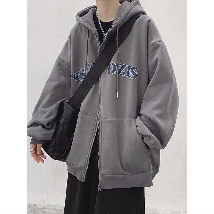 Áo Khoác Nỉ Có Nón Mũ 2 Lớp Tay Phồng Thụng Chữ YSTAOZIS - Hoodie Unisex Có Kéo Zip💖FREESHIP ĐẸP💖Hàn Quốc Cặp Nam Nữ