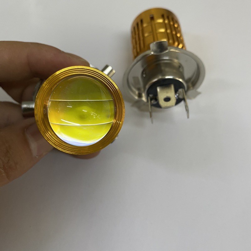 Đèn Pha Led Bi Cầu Sáng 2 Màu Trắng, Vàng Chân H4 Lắp Wave, Exciter ,Sirius, Lead ......
