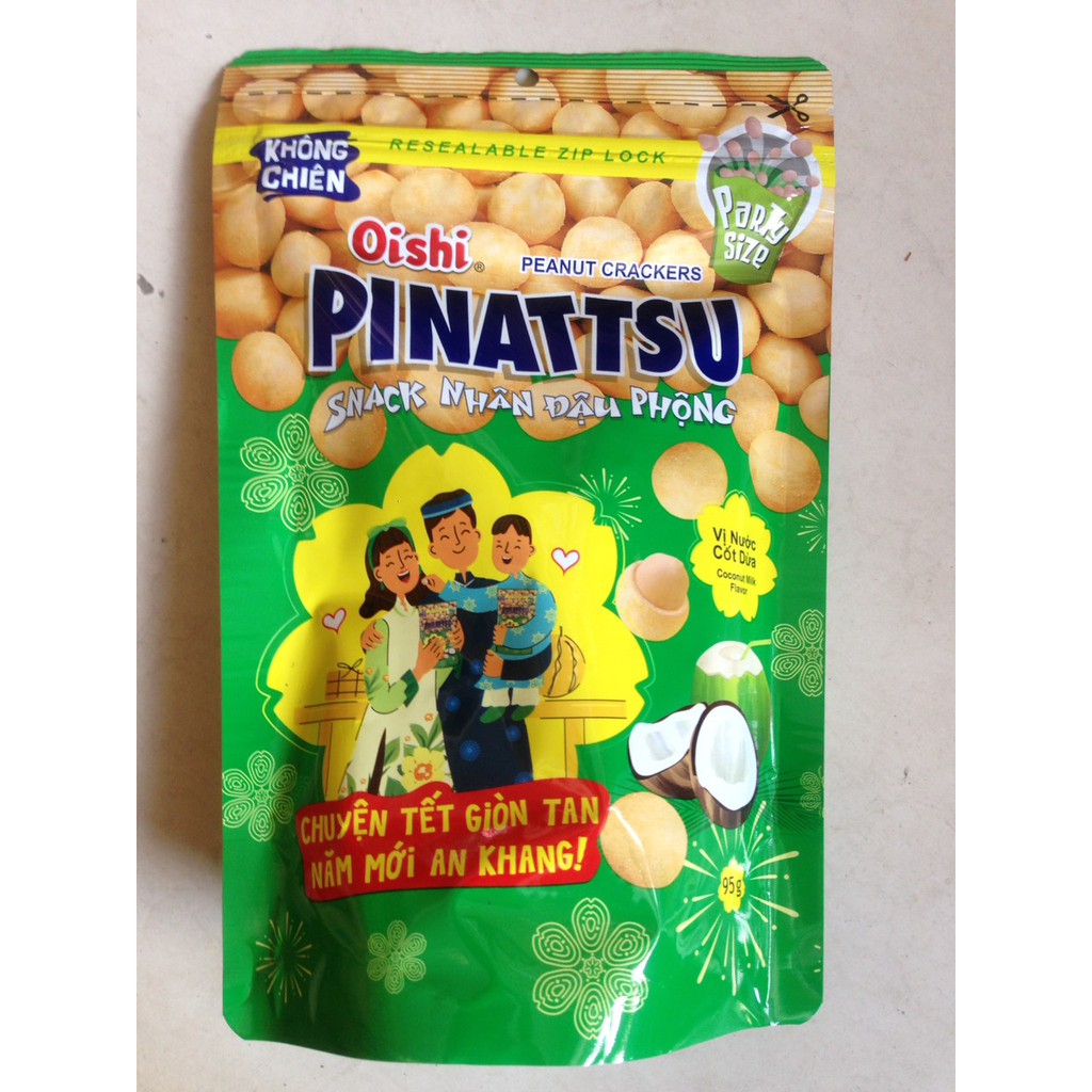 [Sỉ] Đậu phộng Pinattsu Oishi gói 95g vị nước cốt dừa/ mực cay cay siêu ngon