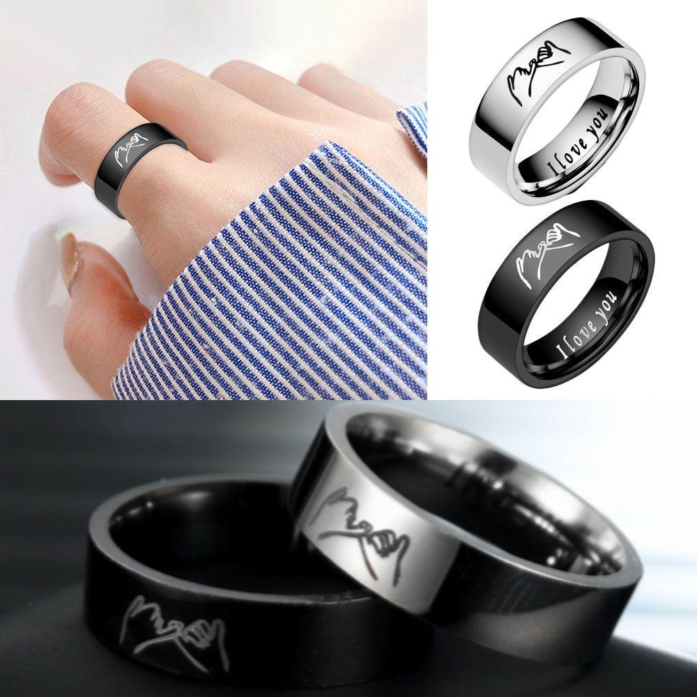 MAXG Nhẫn Đôi Màu Trắng Đen Hình Bàn Tay