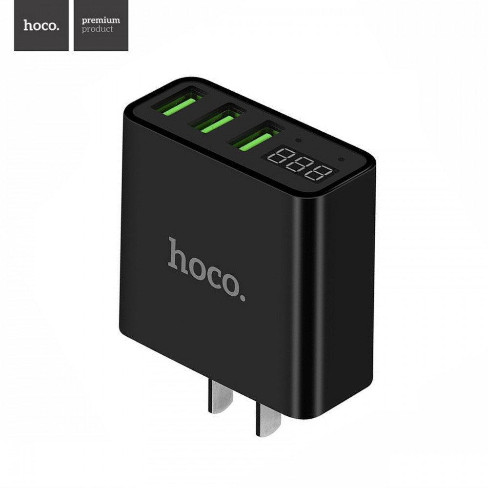 [CHÍNH HÃNG] Cóc Sạc 3 Cổng USB Hoco C15 có màn hình LCD hiển thị điện áp - Hàng Chính Hãng