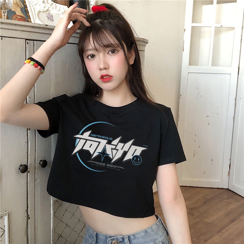 Áo Thun Crotop Form Rộng Unisex Tay Ngắn Chất Cotton Mềm Mại In Chữ TOKYO Ulzzang Style Hàn Quốc TTT0178