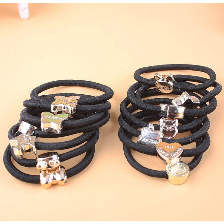 Dây buộc tóc Hàn quốc chun buộc tóc đen hình họa tiết  co giãn sang trọng xinh xắn đáng yêu ngọt ngào Miituu SC6