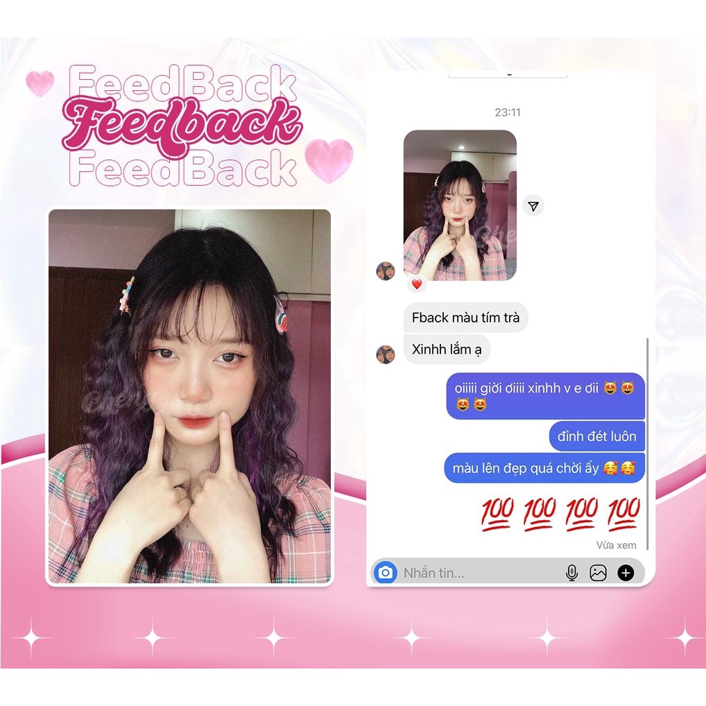 Nhuộm tóc màu tím trà đen không tẩy