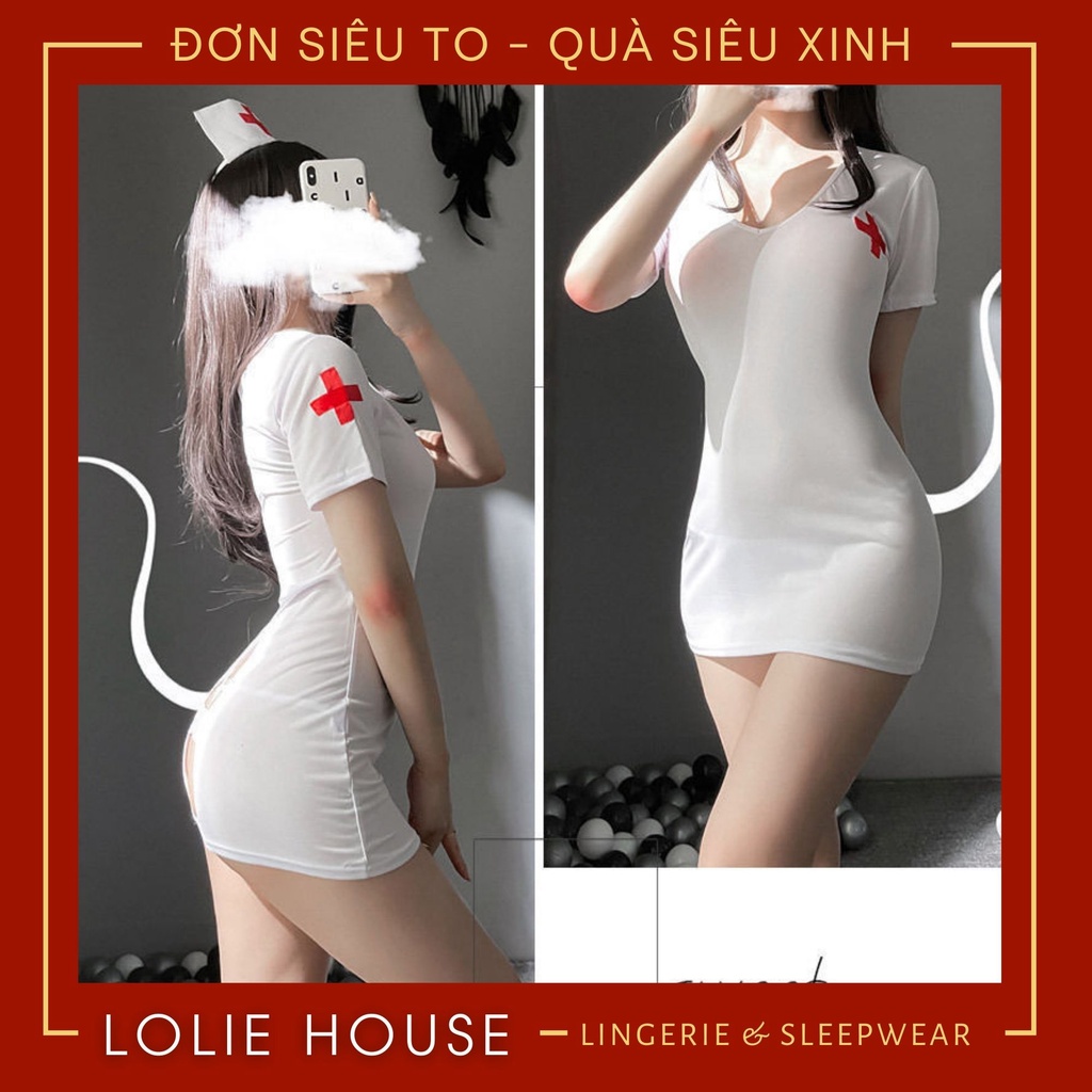 Cosplay y tá sexy gợi cảm quyến rũ màu trắng co giãn cho nữ LOLIE HOUSE - CP28