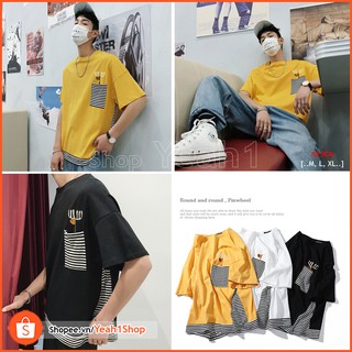 [Yeah1Shop]- Áo thun túi phối sọc (M, L, XL)