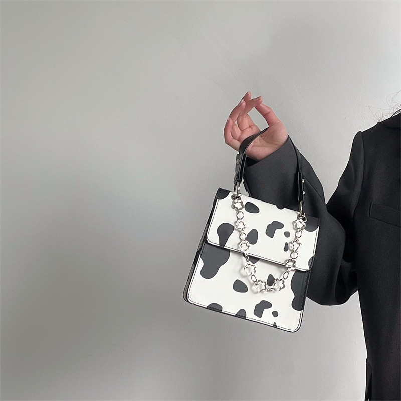 IELGY Túi Đeo Vai Họa Tiết Bò Sữa Phong Cách retro Thời Trang Cho Nữ