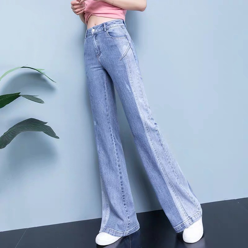 Quần jean baggy suông ống rộng BIG SIZE phom rộng to dài cực đẹp, phối loang màu độc lạ 3338