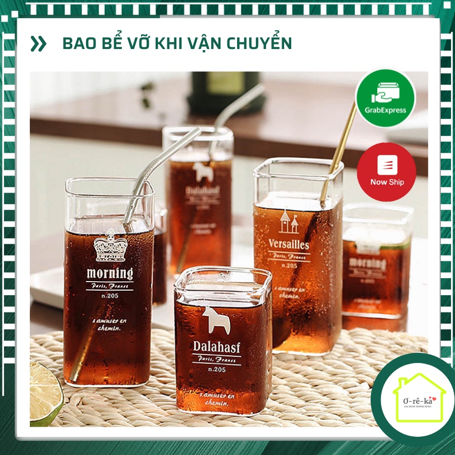 Ly thủy tinh vuông chịu nhiệt DALAHAST đẹp cao cấp dùng uống sinh tố, cafe - Oreka