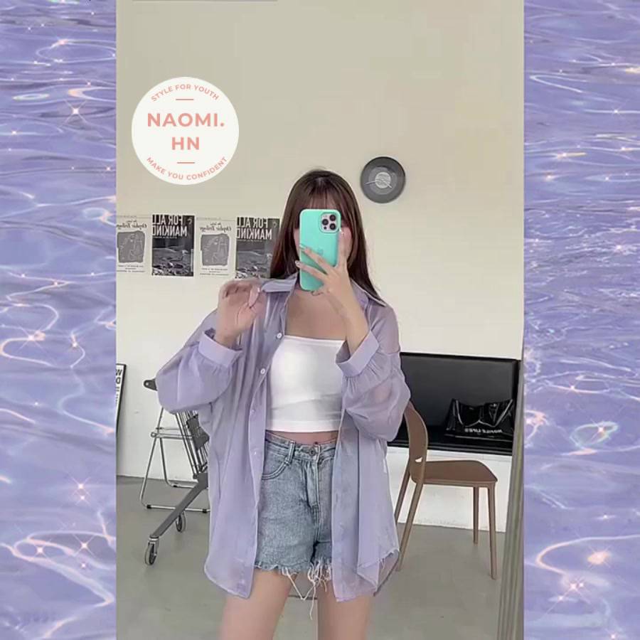 Sơ mi nữ dài tay mỏng khoác ngoài đi biển đi chơi trong suốt. Áo cổ đức chất voan mỏng khoác nữ trong suốt nhiều màu. | BigBuy360 - bigbuy360.vn