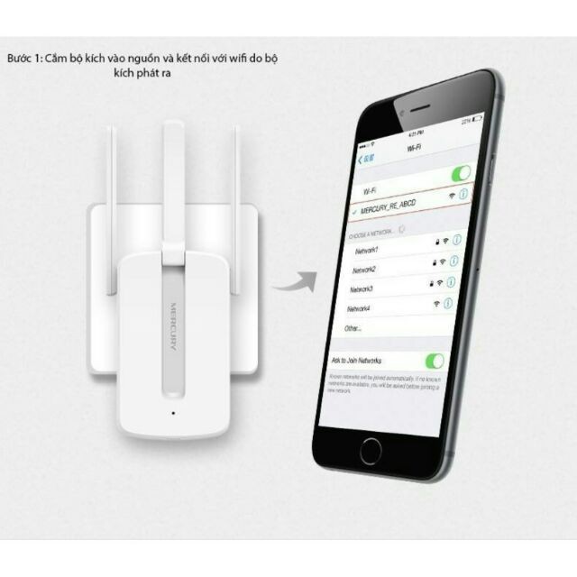 Kích Sóng WIFI Mercury 3 Râu Siêu Mạnh Khuyếch Đại WIFI Siêu Rộng