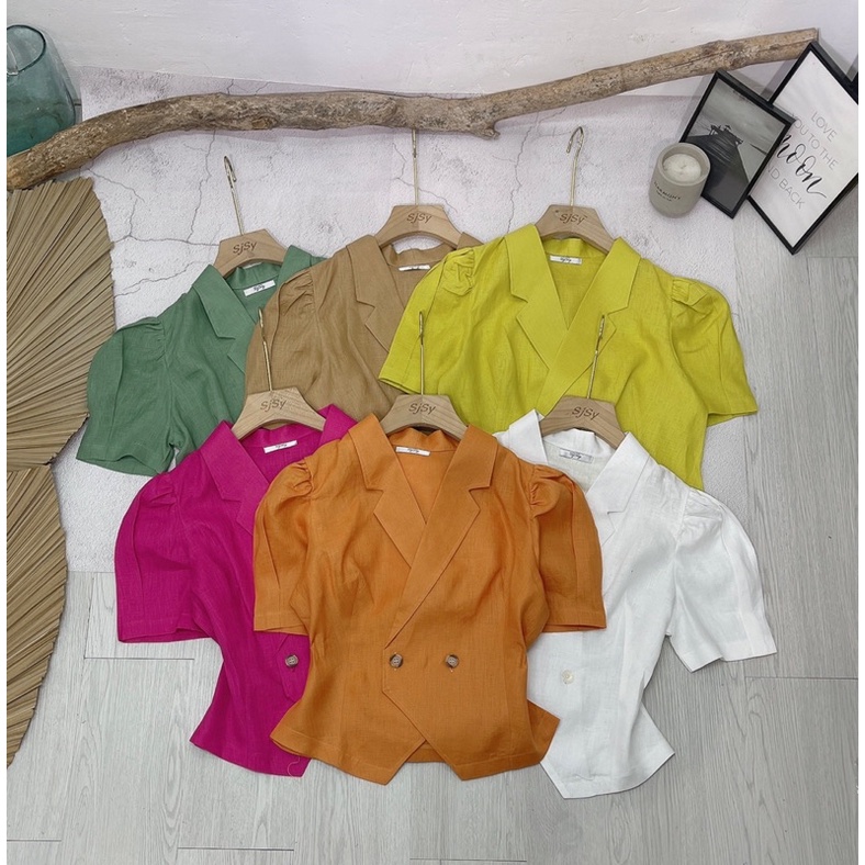 ÁO CỔ VEST NÚT DA