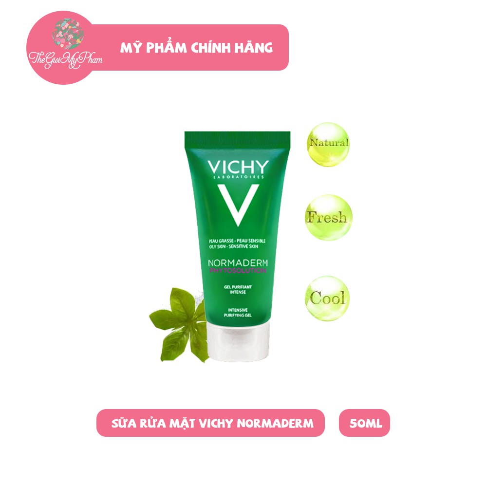 Gel Rửa Mặt Vichy Gel Cho Da Dầu Mụn Vichy Normaderm Phyto Solution Gel 50ml