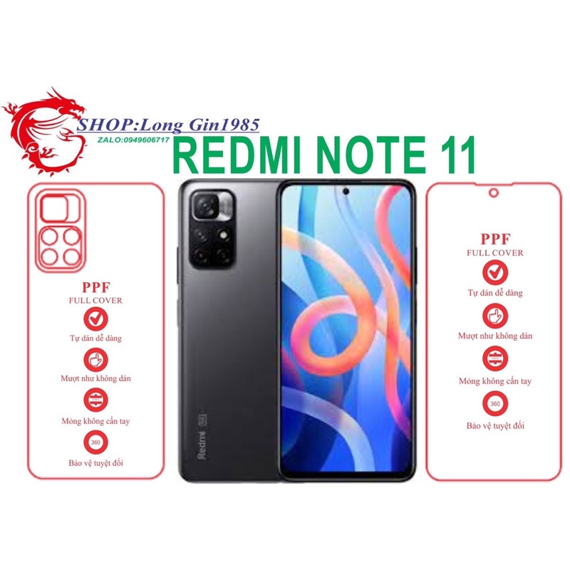 Redmi Note 11 miếng dán trong Ppf mặt sau và mặt trước chống va đập chống trầy xước