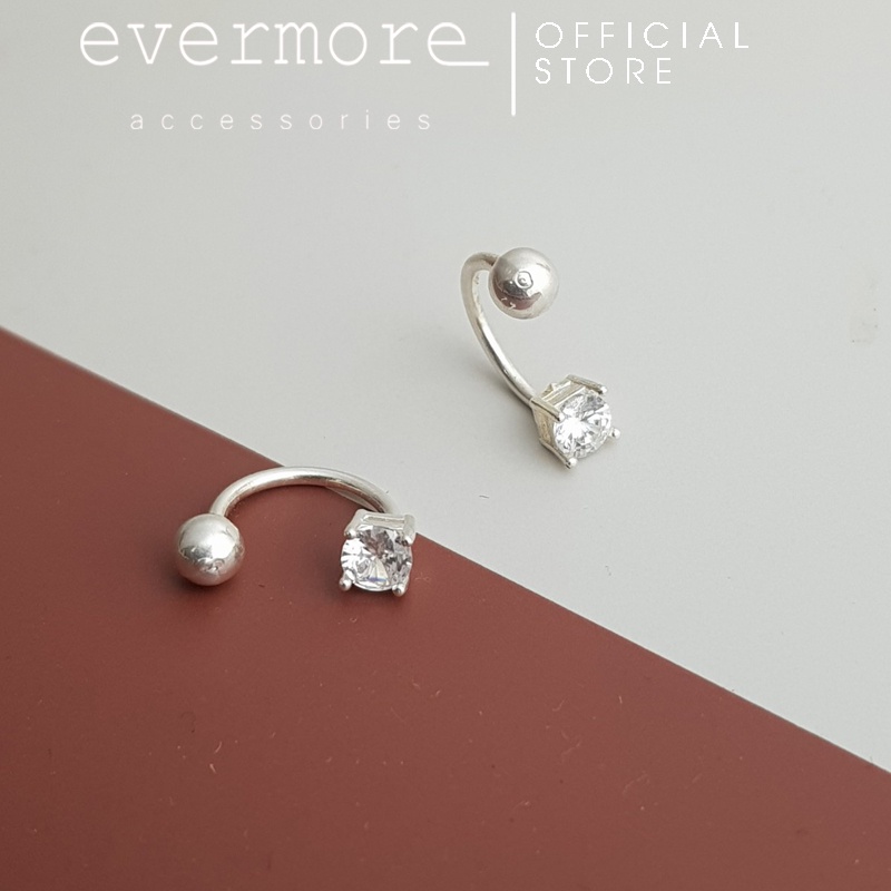 Bông tai bạc EVERMORE, hoa tai bạc ta vuông tròn Alva đính đá thanh lịch, minimalism - H059