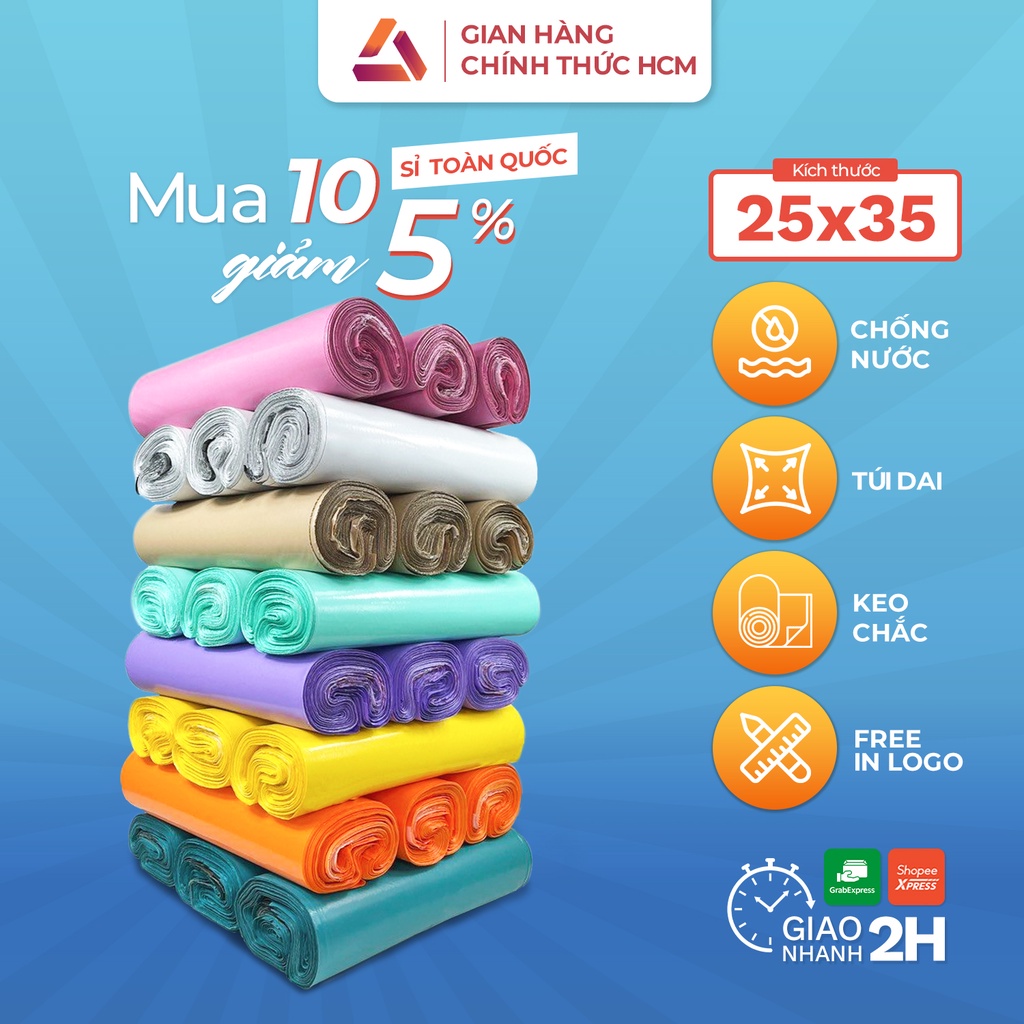 Túi đóng gói hàng niêm phong chuyển phát nhanh NHỰA HVT size 25x35 cuộn 100 cái