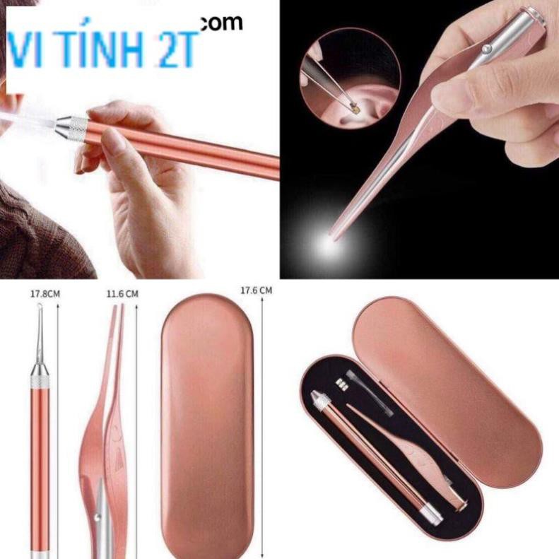 Bộ Nhíp Gắp Ráy Tai Có Đèn Led Phát Sáng Hình Cá Cho Trẻ Em