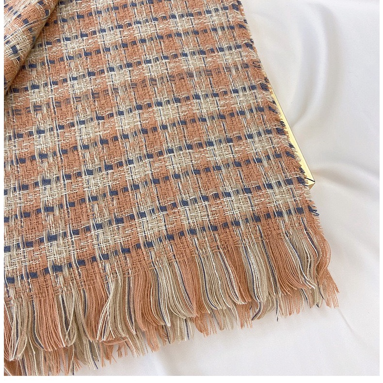 KC03 Khăn choàng nam nữ cashmere caro phối màu nhã nhặn sang trọng quý phái