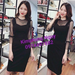 Đầm body phối lưới