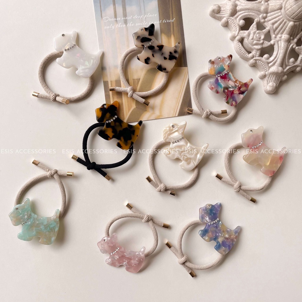 [COT06] Dây Buộc Tóc, Cột Tóc Charm Chó Granite Hàn Quốc ESIS ACCESSORIES